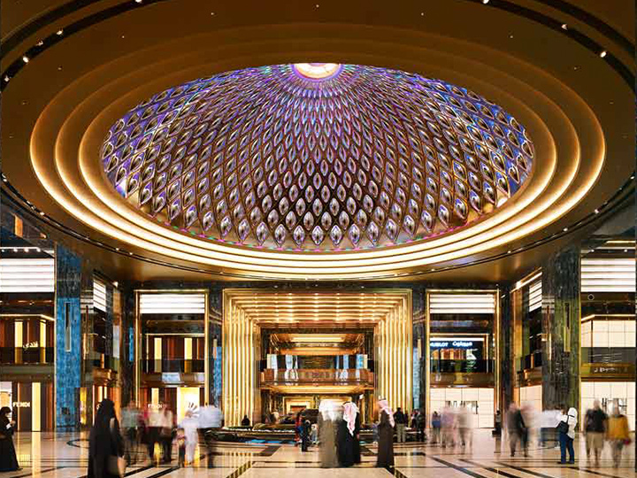 View of luxury boutiques in the Prestige mall inside The Avenues